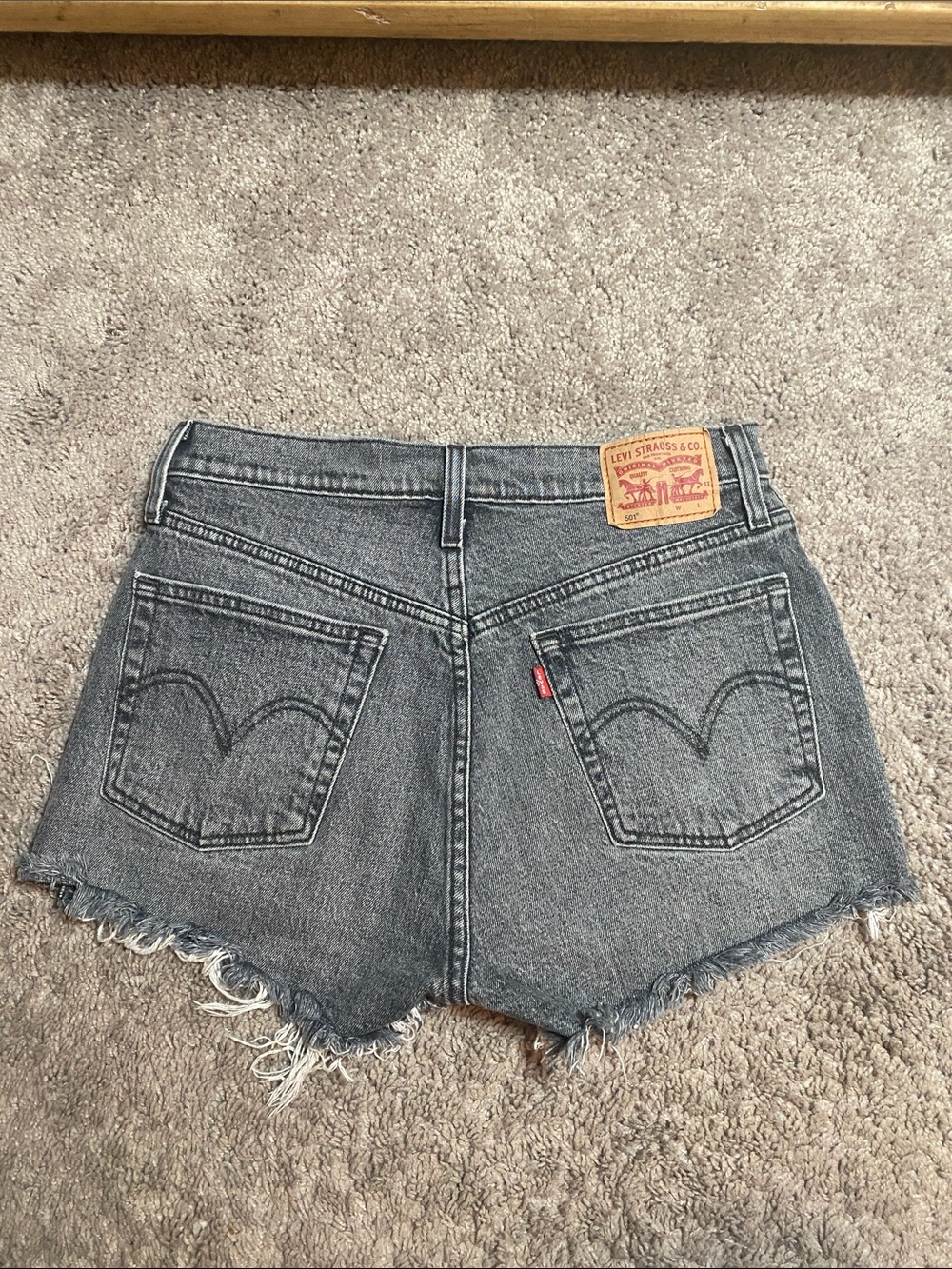 Levi's Women's Faded Black Frayed Hem Denim Shorts